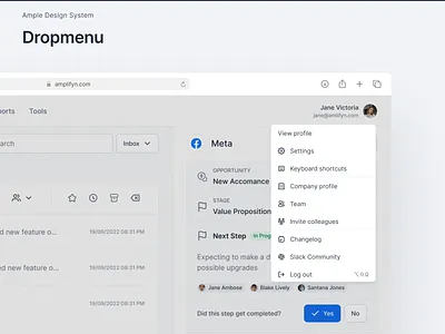 Ample Design System | Dropmenu components dropdown droplist dropmenu