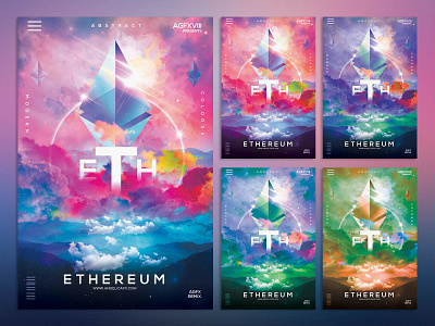 ETHEREUM NFT ARTWORK PHOTOSHOP POSTER/FLYER TEMPLATE abstract art aesthetic art bitcoin colors ethereum flyer graphic design holi festival music festival nft nftart nfts photoshop template poster design rainbow summer
