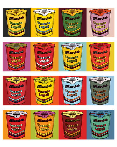 Cup of Noodles, from Maruchan branding food food and drink foodie illustration ink kitchen micron noodles parody pen photoshop popart warhol