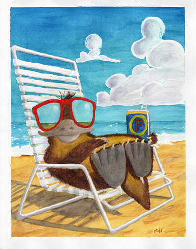 Platitude animals beach beer booze branding food and drink illustration painting platypus poster poster art watercolor