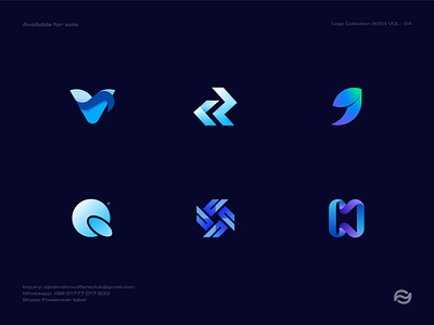 Logo Design Collection - Vol 04 - For Sale blockchain logo brand branding design gradient logo h logo icon identity j logo logo logo design logo designer minimalist logo modern logo q logo software logo symbol tech logo v logo vector