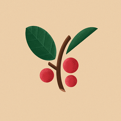 Cherry botanic cherry design digital flat flower grow illustration leafs minimal nature procreate textures