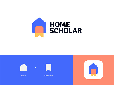 Homescholar Logo Design: Home + Scholarship app icon branding certificate colorful course creative logo e learning education education logo flat logo home kids learning logo logo design scholar scholarship school school logo study