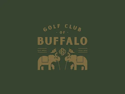 Golf Club of Buffalo Lockup animal badge branding buffalo buffalo ny elephant golf logo stronghold studio