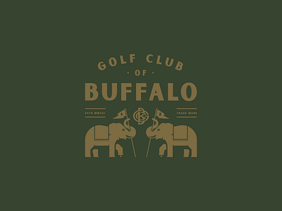 Golf Club of Buffalo Lockup animal badge branding buffalo buffalo ny elephant golf logo stronghold studio