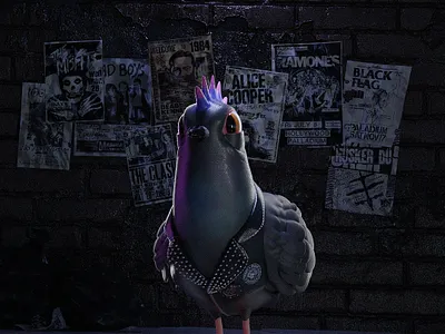 Punk Pidgeon animal music pidgeon punk ramones rock