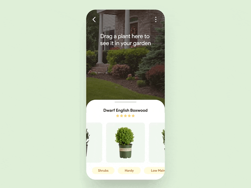 Gardening AR App Interactions app concept gardening green interaction design ixd plants ui uidesign