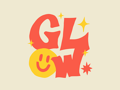 GLOW design handlettering handtype happy face illustration lettering letters sparks tshirtdesign type typography vector