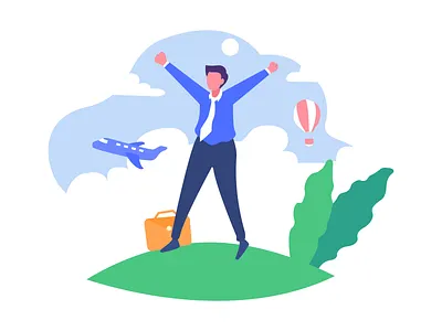 Success Businessman Flat Illustration background business businessman cartoon character concept corporate design flat idea illustration isolated man office people person success team vector work