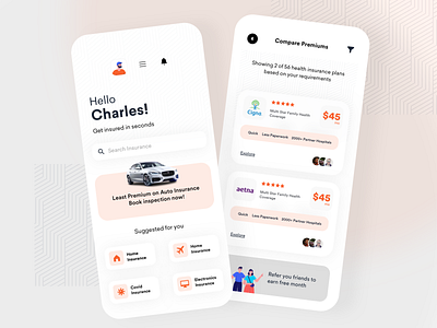 Insurance Comparison Application agency app booking colorful comparison concept design ecommerce insurance app insurance company ios plans product design ui