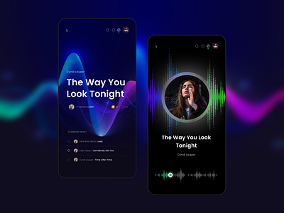 Music Player darkmode gradient mobile design music music player player product design song sound soundwave volume wave