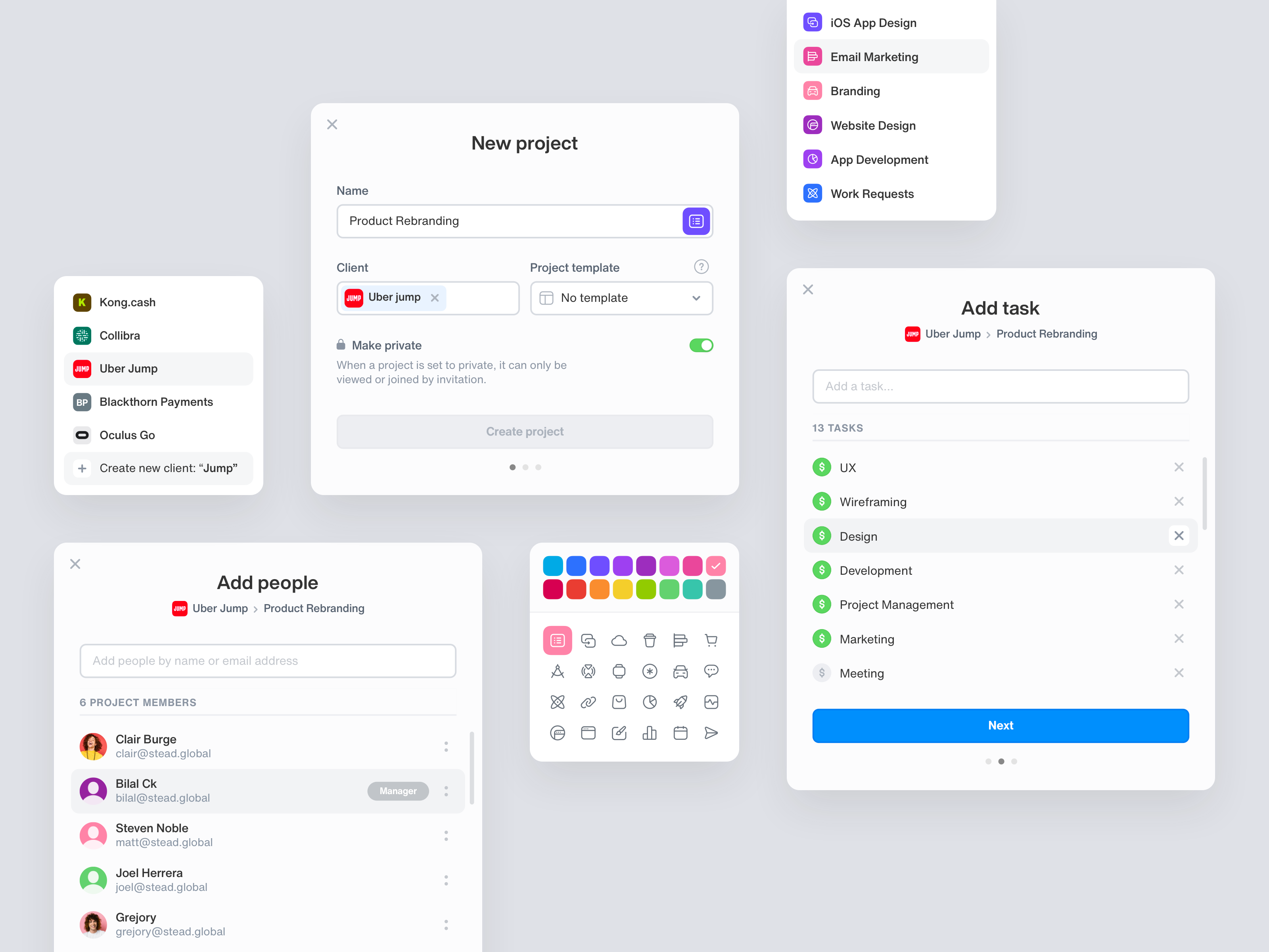 Example of Tack - New Project Flow