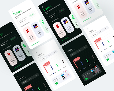 transa: Subscriptions monitoring app concept ui app ui concept darkmode finance monitor ui