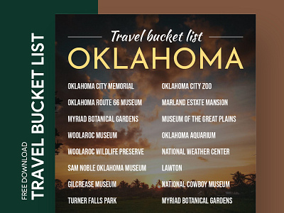 Oklahoma Travel Bucket List Free Google Docs Template bucket bucketlist check checklist design doc docs document goals google list print printing template templates to do list tourism trip voyage wishlist