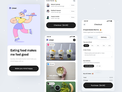 Drinks - Mobile App chef app delivery app design drinks drinks design food food and drinks food app food delivery services food design food mobile app health illustration juce mobile design resturent app service tea tracking app ui