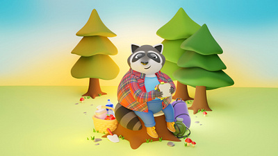 Chonky Raccoon 3d art 3d modeling blender blender3d character cute digitalart illustration raccoon