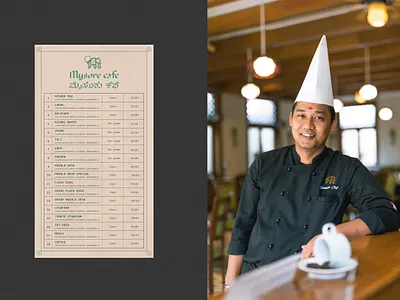 Mysore cafe menu branding cafe design flat hotel logo minimal mysore typography