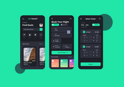 Flight Booking App aesthetic daily ui dark dark ui figma flight gradient green icon shadow ui ux