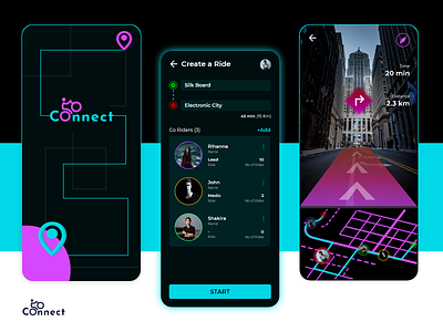 Ride App - Stay Connected adobe xd bike dark dark app dark ui design logo map mobile app ride travel ui