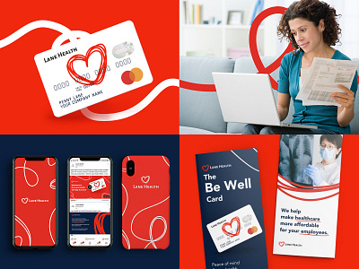 Branding Design elements for Lane Health branding graphic design healthcare identity illustration medical medical service one line oneline online red telemedicine