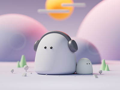 The cute things #001 3d 3d character 3d illustration bokeh c4d camera character character design cinema 4d cute cute 3d cute 3d character cute character floor illustration isometric redshift redshift render the cute things tree