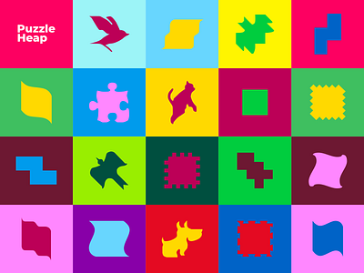 puzzle pieces bat bird branding cards cat design dog game illustraion multicolor online puzzle onlinegame product design puzzle puzzle pieces svg vector web design