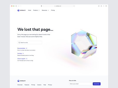 404 pages — Untitled UI 3d 404 504 minimal minimalism missing page simple web design webflow website design