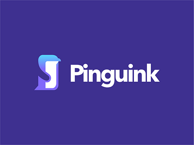 Pinguink logo blue branding creative ice illustration logo design minimal negative space pinguin pinguin logo pink sea typography water