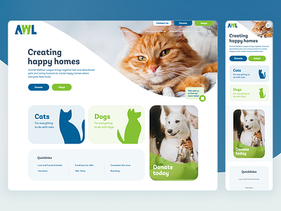 Home Page | Animal Welfare League animal animation design graphic design home page landing page motion graphics pet typography ui ui design ux ux design web design web development