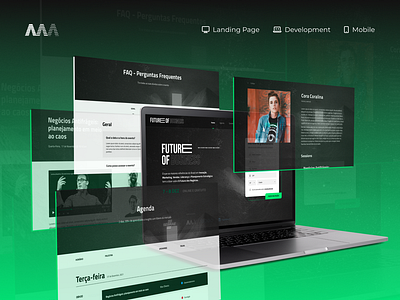 AAA Inovação - Future of Business conference dark design event landing page responsive ui ux webdesign website