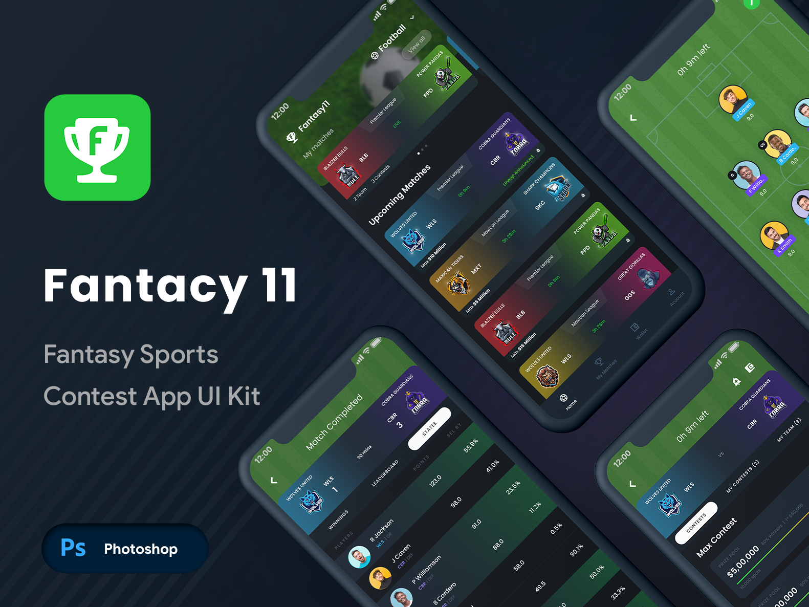 Fantasy Sports Contest & Fantasy Cricket App UI Kit Fantasy 11 by