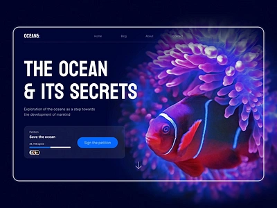 Landing Page | Ocean& animated animation design desire agency graphic design hero hero page illustration landing landing page motion motion graphics news ocean site ui user interface web web site website