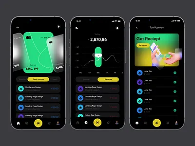 Tax - iOS app concept app ui corporate tax crypto dark app dark ui defi fintech glassy income income tax mobile app report tax transactions web3 web3 app web3 design