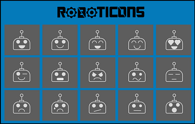 ROBOTICONS app emoticon icon illustration logo