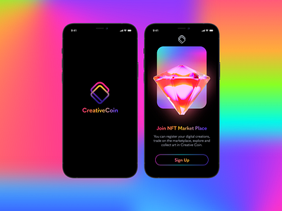Creative Coin Into Screen app app design crypto currency crypto wallet gradient design intro screen ios app design splash ui ui design uiux user interface design ux ux design
