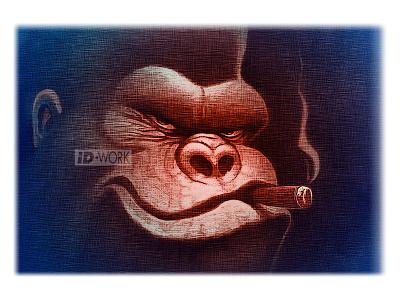 gorilla smoking animal head ape art caricature cartoon character digital art digital painting drawing gorilla graphics illustration illustration art painting photoshop art photoshop painting portrait raster illustration sketching smoking