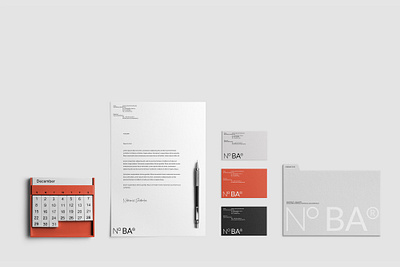 NoBA® brand brand design branding business clean corporate design identity law letter letterhead logo logotype minimal mockups notary orange stationary stationery studio