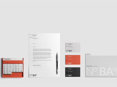 NoBA® brand brand design branding business clean corporate design identity law letter letterhead logo logotype minimal mockups notary orange stationary stationery studio