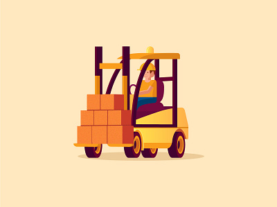 Forklift Truck Illustration blocky factory flat illustration forklift illustration vector illustration warehouse