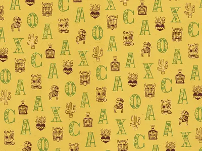 Oaxaca Alphabets alphabet cactus fabrics folk art hand drawn heart illustration latin america lettering letters line drawing mexican mexico oaxaca pattern pen and ink skull surface design typography vintage