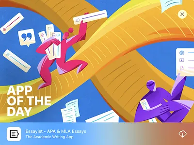 App Store Artwork Essayist App apooftheday appstore appstore product branding artwork bright brightness character flat flat illustration girl illustration