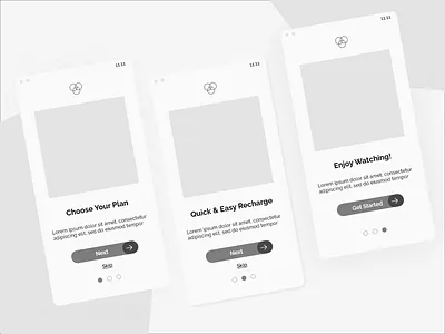 Recharge Onboarding button carousel logo mobile app design mobile design onboarding screen splash page wireframe