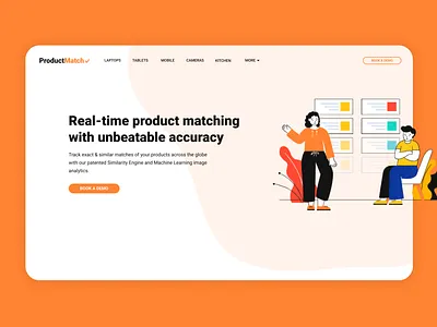 Product Match ai amazon desktop illustration landingpage orange shopping web