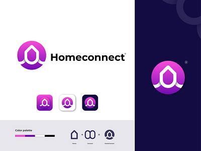 Homeconnect Logo Design architecture brand identity building business connect logo constraction gradient logo home logo house logo logo design logo designer logotype minimal modern logo negative space presentation real estate startup symbol unfold