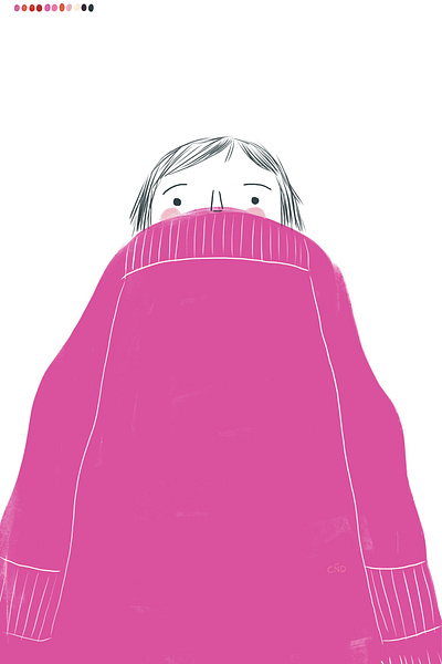 No. 2 my color project. The Sweater. books character illustration texture