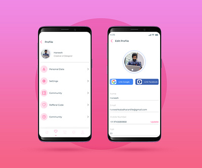 Profile Design app design ui ux