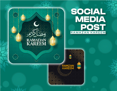 Social Media Posts Collection for Ramadan Kareem branding collection creative design graphic design green iftar illustration islamic modern post posts ramadan kareem social media suhoor template