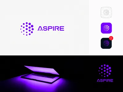 ASPIRE ai app brand branding clean concept design dots icon logo logo design logomark mark minimal simple symbol typography ui ux vector