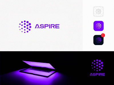 ASPIRE ai app brand branding clean concept design dots icon logo logo design logomark mark minimal simple symbol typography ui ux vector