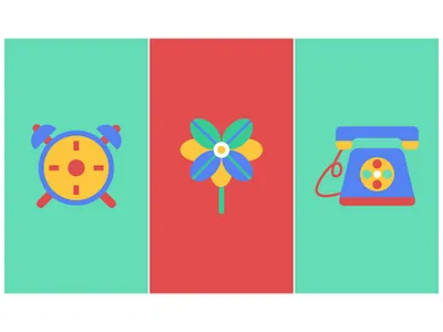 Highlight Icons P1 beautiful clock colorful colorful design colorful icons flat flower funny illustration phone time vector
